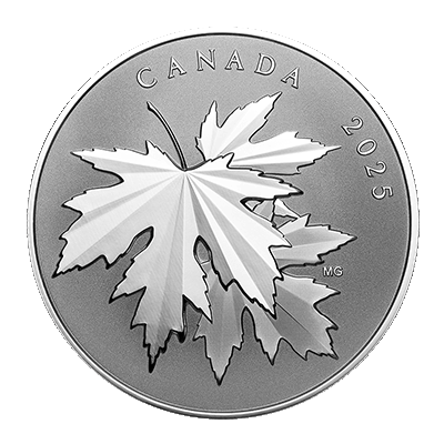 A picture of a 1/2 oz Gleaming Maple Leaves Silver Coin (2025)